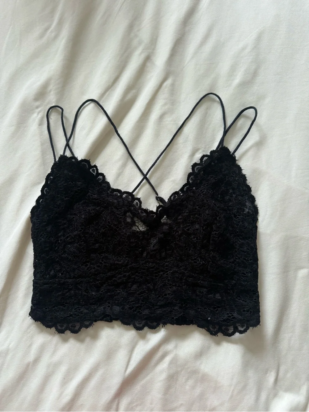 Free People | Black Velvet Lace Bralette | S